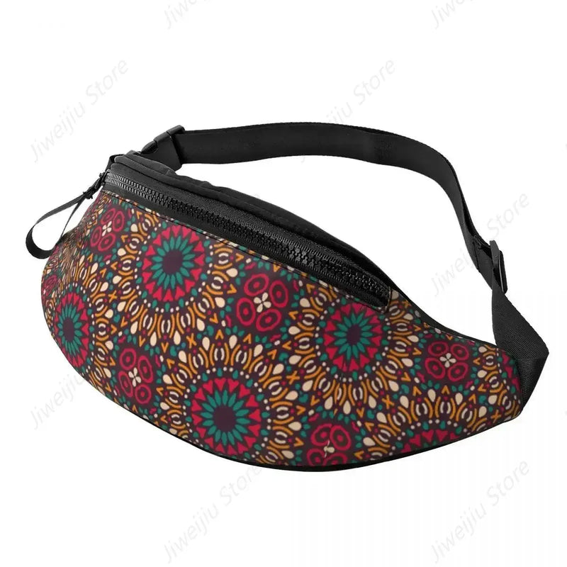 African Kente Cloth Design Fanny Pack for Men Women Africa Ethnic Pattern Crossbody Waist Bag Cycling Camping Phone Money Pouch