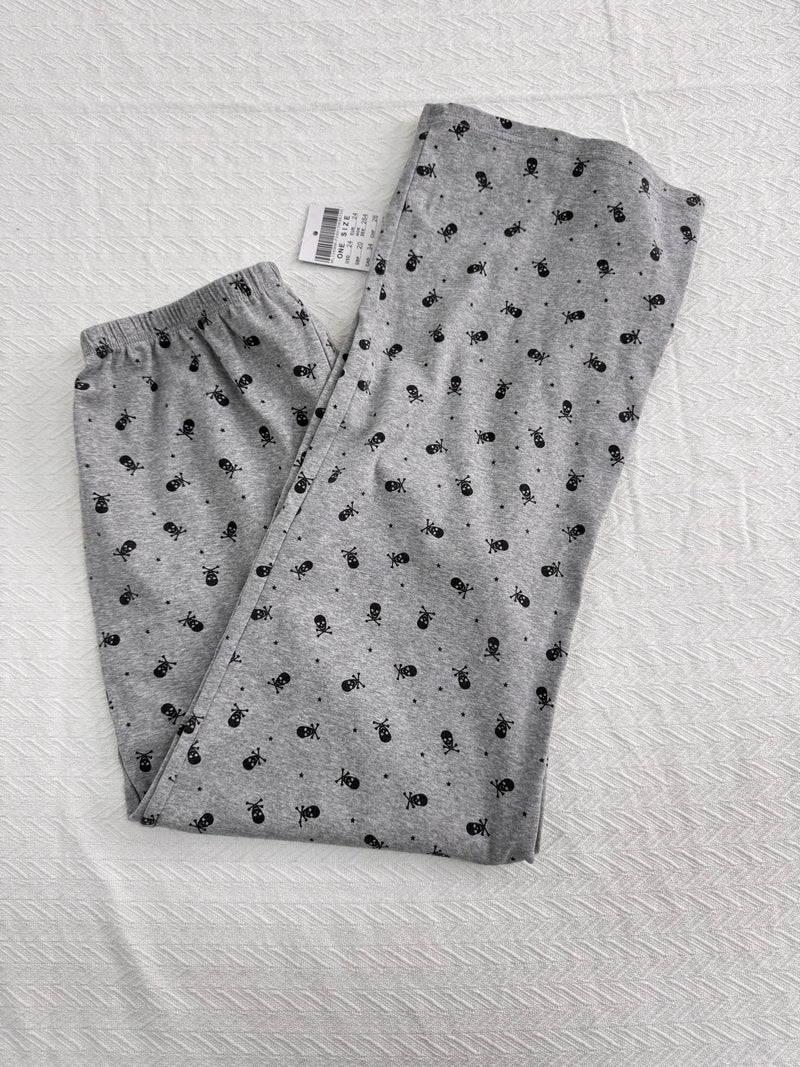 Skulls Print Home Cozy Pants Sets Women Sleeveless Cropped Tank Top+Straight Trouser Suits Casual Sweet Pajama Two-piece Set New