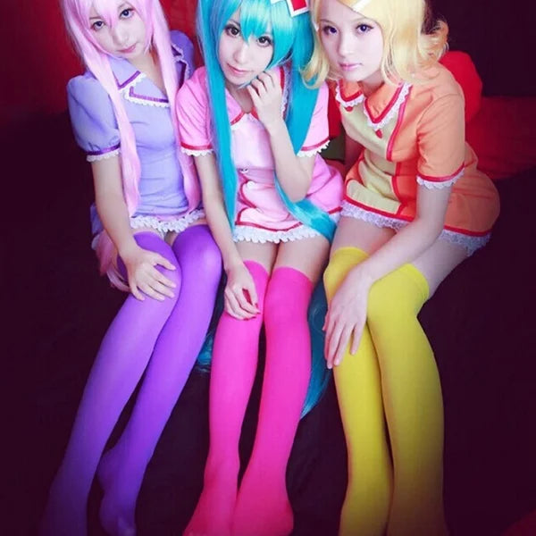 Lolita Candy Colors Stocking Over The Knee Long Socks Ladies Girls Elastic Tight Lingerie Cosplay Party Thigh Sock Sexy Stocking