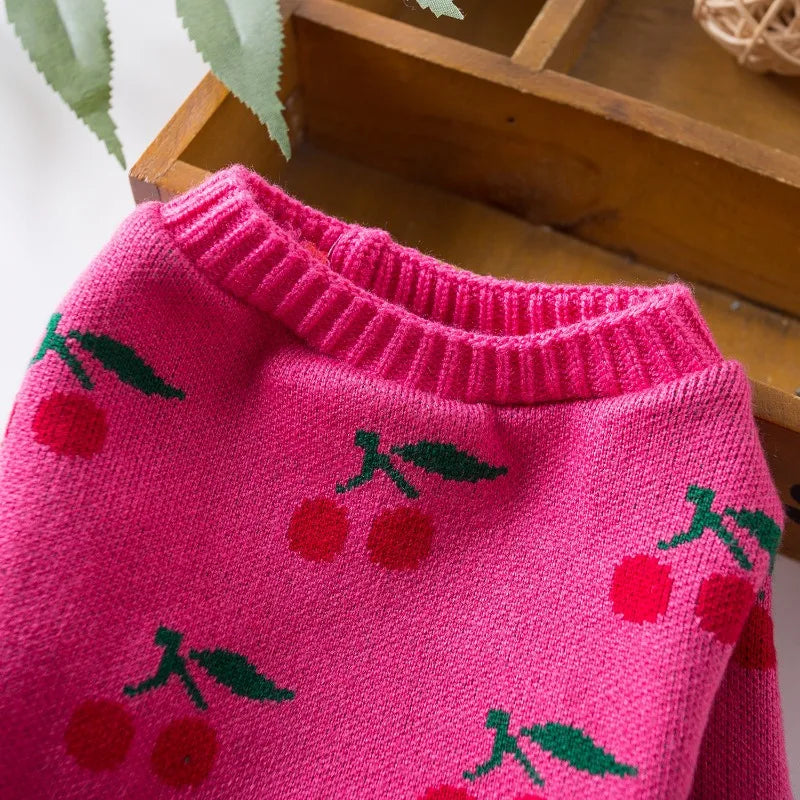 Pet High Collar Sweater Little Dog Christmas Clothes Diamond Grid Embroidered Cherry Sweater Christmas Small Dog Pet Clothes