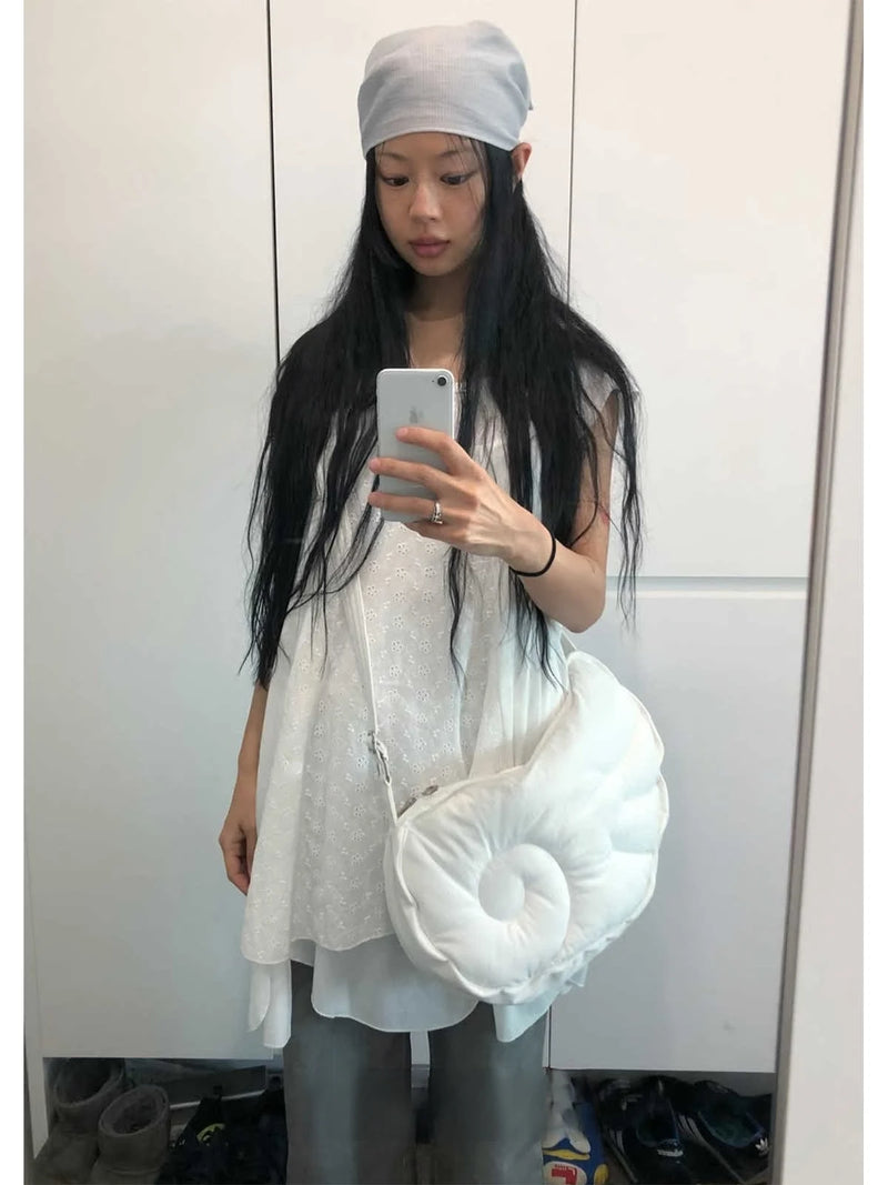 Cute Angel Wing Design Casual Zipper Crossbody Cloud ape Bag Versatile Single oulder Bag Korean Sle Medium Size Cotton Bag