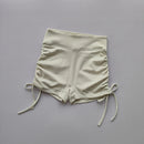 Cintura alta sexy shorts de fitness alças com cordão secagem rápida correndo calças de três peças mulheres pêssego nádegas esportes calças quentes