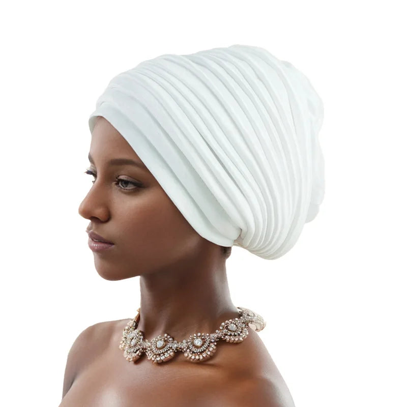 Multicamadas africano feminino turbante boné feminino cabeça envoltórios plissado auto gele boné headtie muçulmano festa headpiece