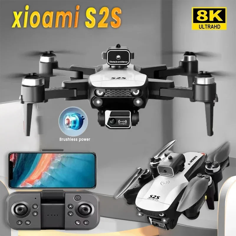 Novo s2s mini drone profissional 8k hd câmera voar 25min evitar obstáculos sem escova dobrável quadcopter óptico para xiaomi