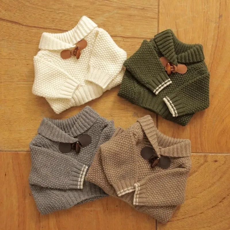 Pet Schnauzer Sweater Winter Teddy Cowl Button Knit Sweater Cat Bichon Winter Warm Clothes Small Dog Soft Clothes