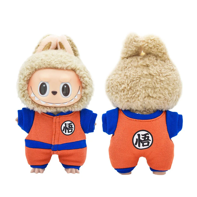 New Only Clothes for 17cm Labubu cloths Jumpsuits Anime V1V2 Vinyl Pendant Doll  Cute Sitting Idol Clothing Diy Boy Gift Toy