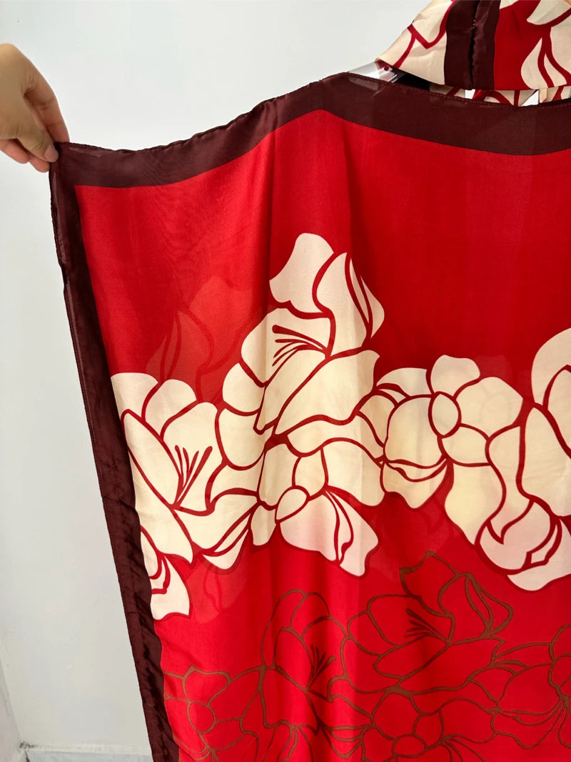 Vestido Kaftan de manga curta feminino, vestido maxi elegante com gola redonda com hijab, todo o padrão, roupas tamanho grande