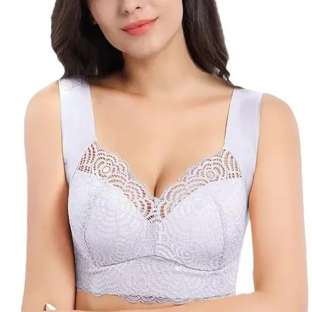 Plus Size TikTokshoplace Wireless Sports Bra Sleep Gathered Extra Large Bra Cup Cross Border Shopping Lace Seamless Push Up Bra