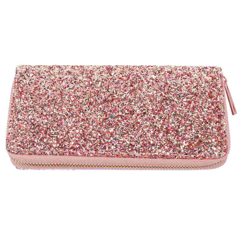 Premium Pu Polyester Glitter Long Wallet Women Zippered Shiny Multi Pocket ganizer Metallic Purse Handbag Storage Case Gift For