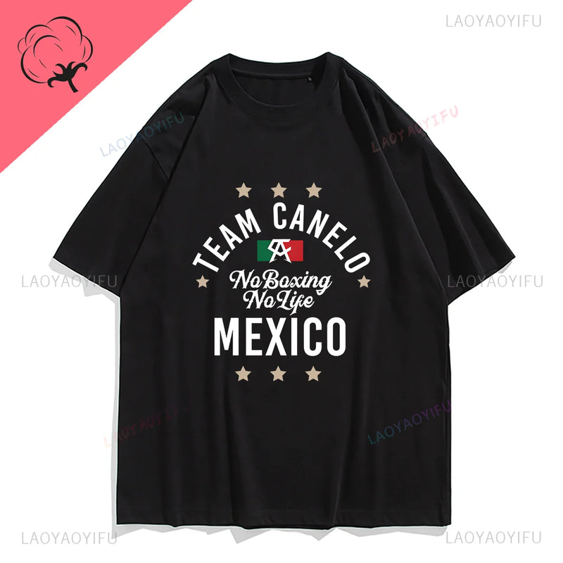 Vintage Men T Shirt Canelo No Boxing No Life Print Tops Men Clothing Summer Leisure Streetwear Graphic Ropa Hombre Cotton Tee