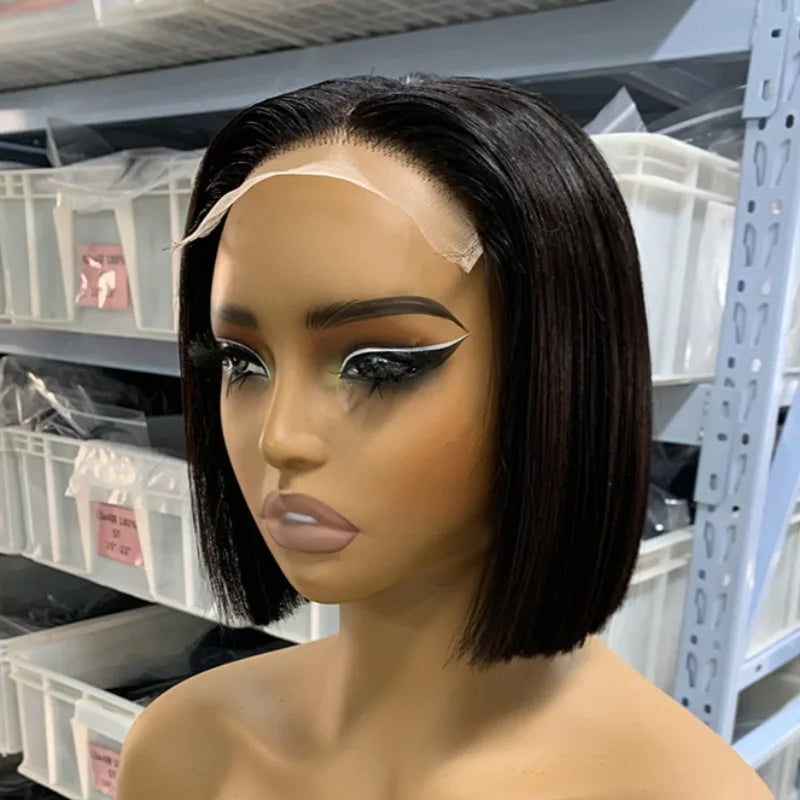 Super Double Drawn BOB Glueless Bone Straight Vietnamese Hair Wigs 8 Inch 13x4 Lace Frontal Wig 2x6 4x4 5x5 Closure Wig
