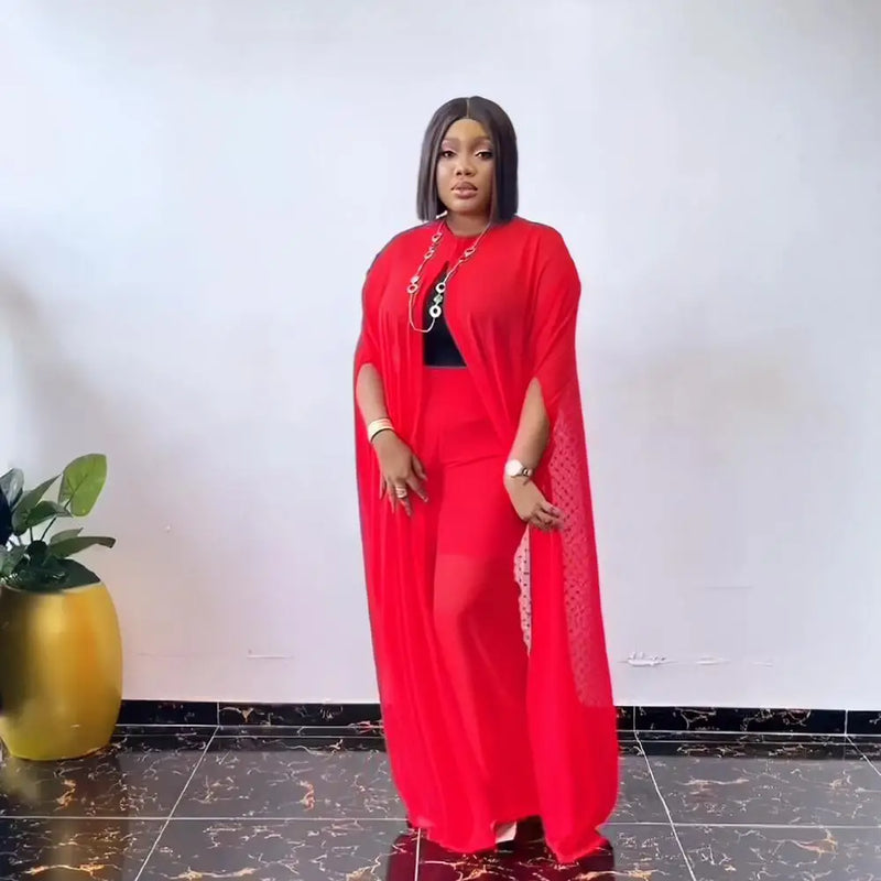 Conjunto maxi de duas peças para mulheres, vestidos longos casuais para senhoras, chiffon, roupa africana, novo