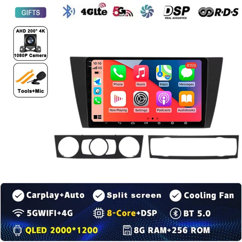 9" Car Radio Wireless CarPlay Android 15 For BMW 3-Series E90 E91 E92 E93 2005 - 2013 Auto Car Intelligent Systems AutoRadio