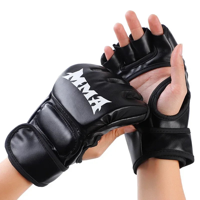 1 Pair Of  Taekwondo Muay Thai Gloves Pu Boxing Gloves Half Finger Sandbag Professional Boxing Training Equipment