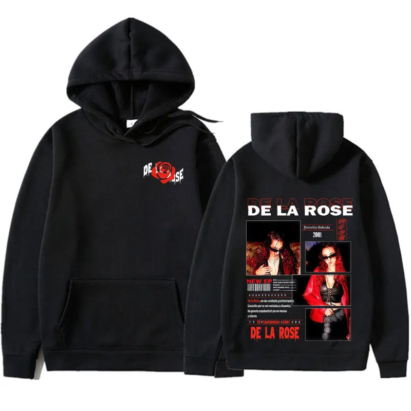 De La Rose Album Trendy Double Sided Print hoodies Mens High Quality trendy gothic Oversized popluar pullover Casual Sweatshirts