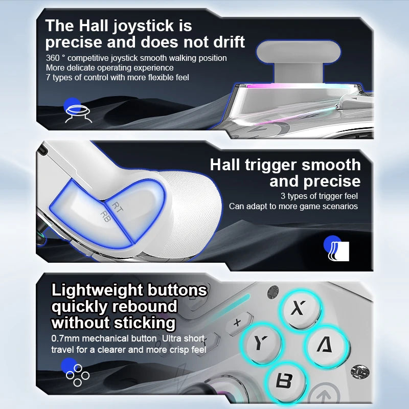 Controlador de jogo CM-619 switch suporta controlador sem fio de motor duplo IOS/Android/PC com luz deslumbrante