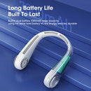 Ventilador de pescoço pendurado recarregável USB Mini banco de potência portátil sem folhas embutido para viagens, esportes, escritório doméstico