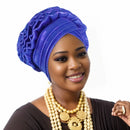 Moda feminina elástico plissado turbante africano boné senhora cabeça envolve nigeria casamento auto gele headtie festa chapelaria chapéu