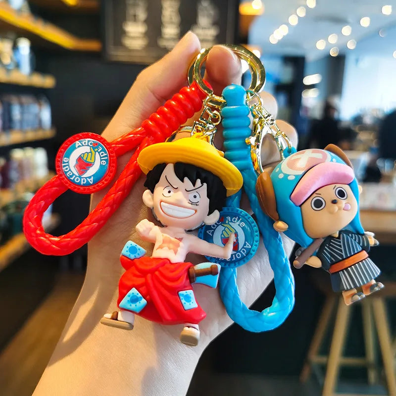 MINISO New Cool and Cute Cartoon Character Luffy Ace Keychain Couple Backpack Car Key Pendant Party Decoration Children's Gift
