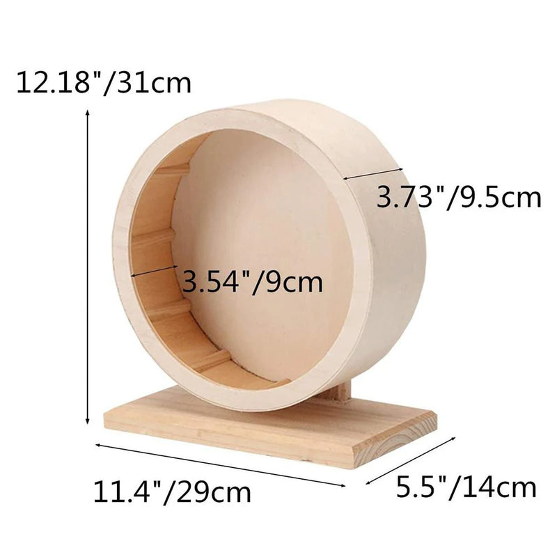 Wood Silent Running Toy Multipurpose Guinea Pig Rotatory Wheel Non-toxic Wooden Silent Spinner for Hamster Mice Guinea Pigs