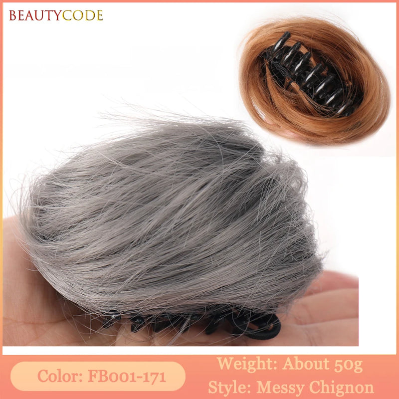 BEAUTYCODE Synthetic Clip-on Hair Bun Elastic Band Hair Messy Chignon Extension Scrunchie Hairpiece For Women and Kids