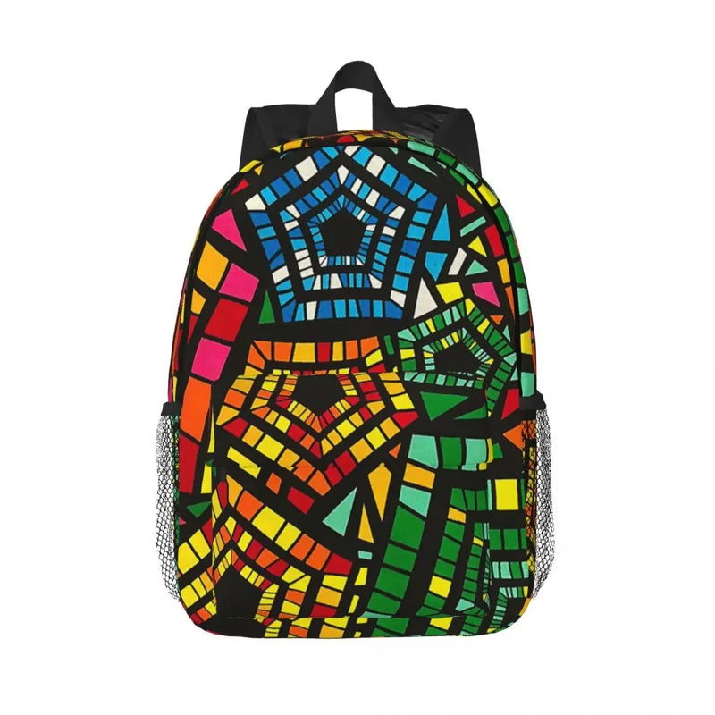 African Ankara Wax Print Backpack Student Boys Girls BookBag Kids School Bag Laptop Shoulder Bags for Men Women