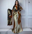 Winyi africano muçulmano senhora verão boho moda impresso kaftan vestido de férias solto streetwear abaya com cinto vestido de praia