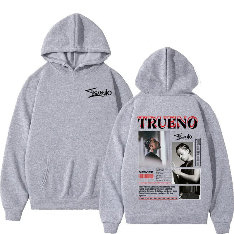 Rapper Trueno Album Tour 2025 Gothic Punk Hoodie Winter Long-sleeved Thick Hip-hop Pullover Man Woman Vintage Hooded Sweatshirts