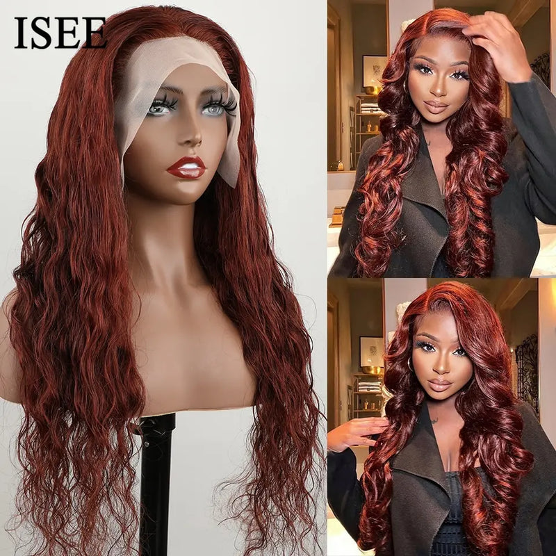 ISEE Hair Colored Human Hair Wigs For Women Reddish Brown