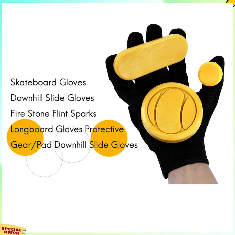 TURE Skateboard Gloves Downhill Slide Gloves Fire Stone Flint Sparks Longboard Gloves Protective Gear/Pad Downhill Slide Gloves