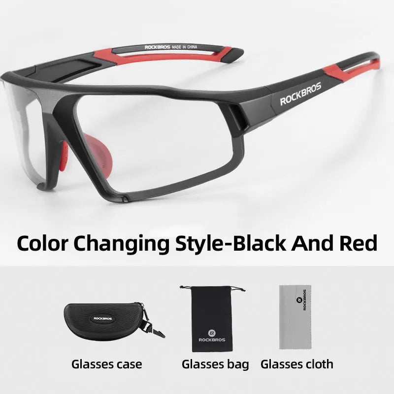 ROCKBROS Bike Glasses Photochromic Sunglasses Ultralight Large Frame UV400 Protection Goggles Outdoor Sports Running Glasses