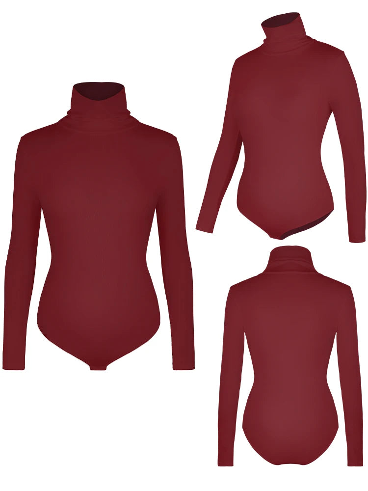 Body feminino de gola alta, manga comprida, modelador de barriga, controle de barriga, modelador de corpo, roupa de rua feminina, roupas quentes, outono inverno