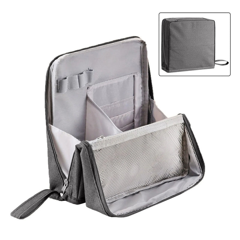 Portable Vertical Cosmetic Bag Double Opening Large Capacity Storage Bag Multi-Purpose Oxford Makeup Pouch with Compartments