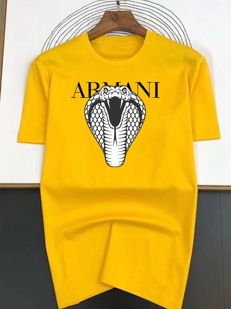 Spring and Summer Light Luxury Fashionable Loose Snake Men and Women Printed Short Sleeved Fashionable Casual Versatile T-shirt