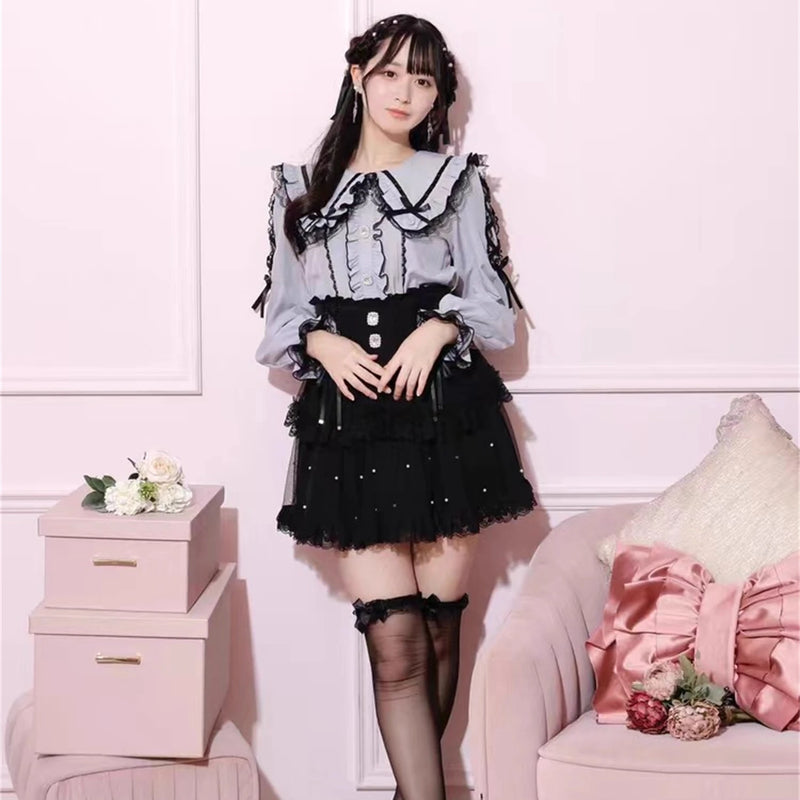 Noemi Sweet Lace Trim Long Sve irt New Arrival ELAKE Brand Polyester Fiber Straight Cut Lightweight Daily Wear for Girls