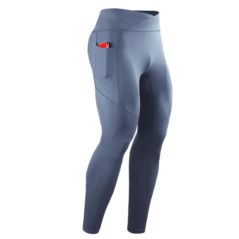 Summer Spring Autumn Men Running Tights GYM Pocket Pants Male Basketball Football Soccer Fitness Exercise Sport Long Leggings 24