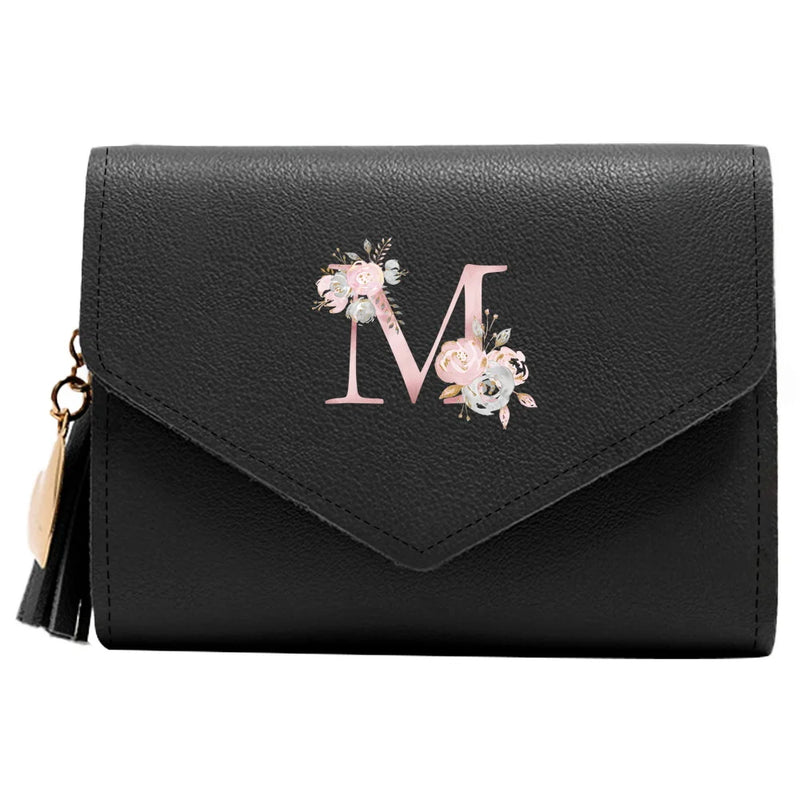 Purse Female Mini Wallet Cute Purse Pink Flower Pattern Slim Wallet RFID Blocking Credit Card Holder Coin Pocket ID Window