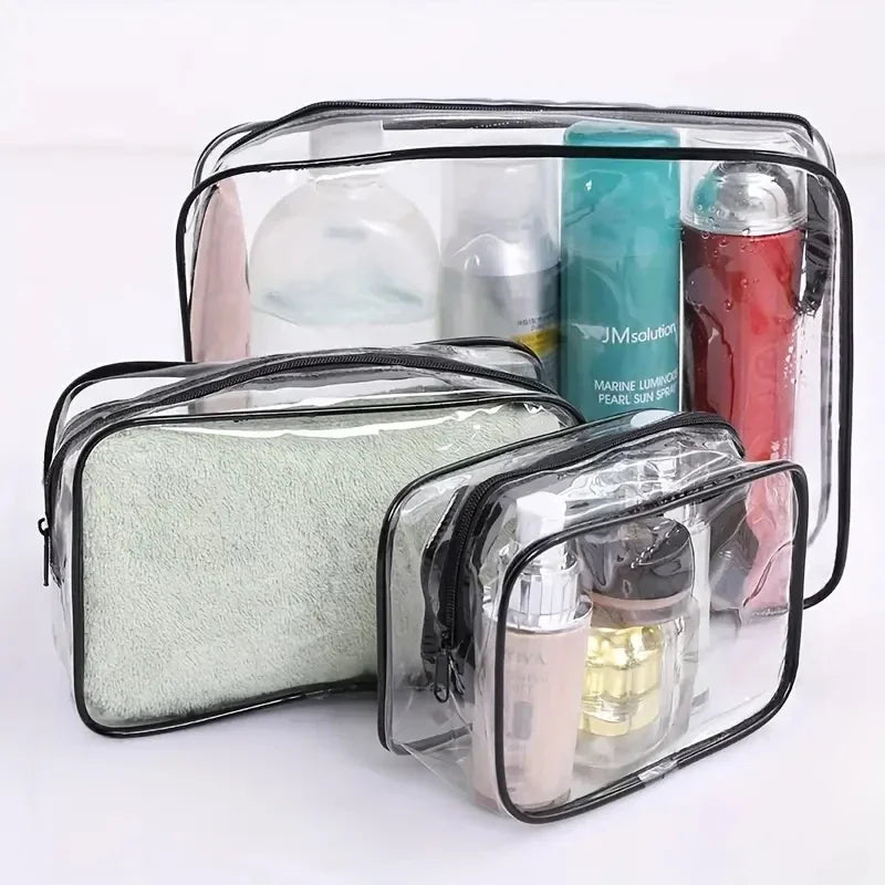 3pcs Portable Travel Wash Bag Female Transparent Waterproof Makeup Storage Pouch Large Capacity Cosmetic Organizer Women Case