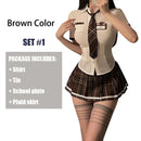 Estudante cosplay trajes feminino lingerie sexy uniforme estudante plissado mini saia impertinente nightwear roleplay sleepwear