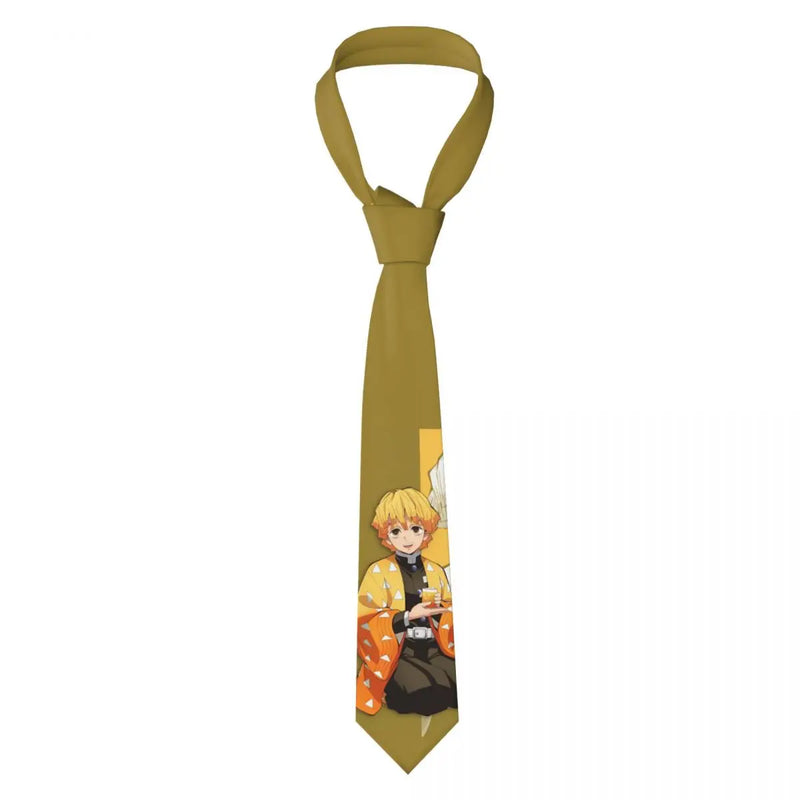 Demon Slayer Anime Necktie Men Women Fashion Polyester 8 cm Wide Neck Tie for Mens Accessories Cravat Wedding Accessories Office