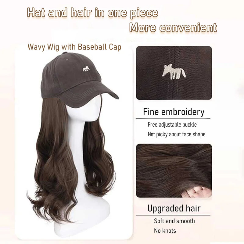 synthetic 30/40cm45cm wig baseball cap long straight hair wig duck tongue cap bobble head curly hair ponytail bob Christmas gift