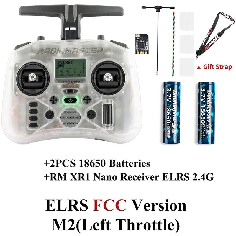 Radiomaster Pocket EdgeTX 2.4G Radio Controller FCC LBT (Mode2 Left-handed Throttle ) CC2500 / ELRS Hall Gimbal Transmitter