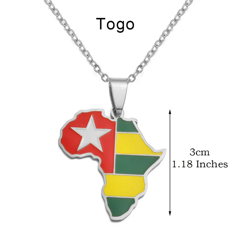Anniyo 3CM Hip-hop Africa Map Pendant Necklaces Stainless Steel Algeria Morocco Egypt Tunisia Libay Jewelry