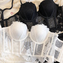 2 peças sexy rendas flores bordado conjunto de roupa interior feminino corpo shaper topos push up sutiã conjunto preto malha ponto lingerie respirável
