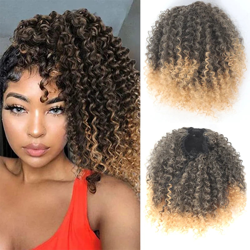 LUPU 12inch Afro Kinky Curly Ponytail Drawstring Ponytail  for Black Women Afro Puff Drawstring Ponytail