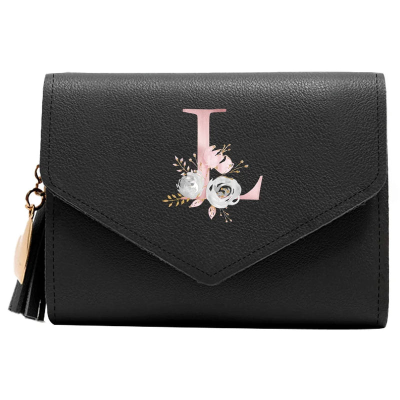 Purse Female Mini Wallet Cute Purse Pink Flower Pattern Slim Wallet RFID Blocking Credit Card Holder Coin Pocket ID Window