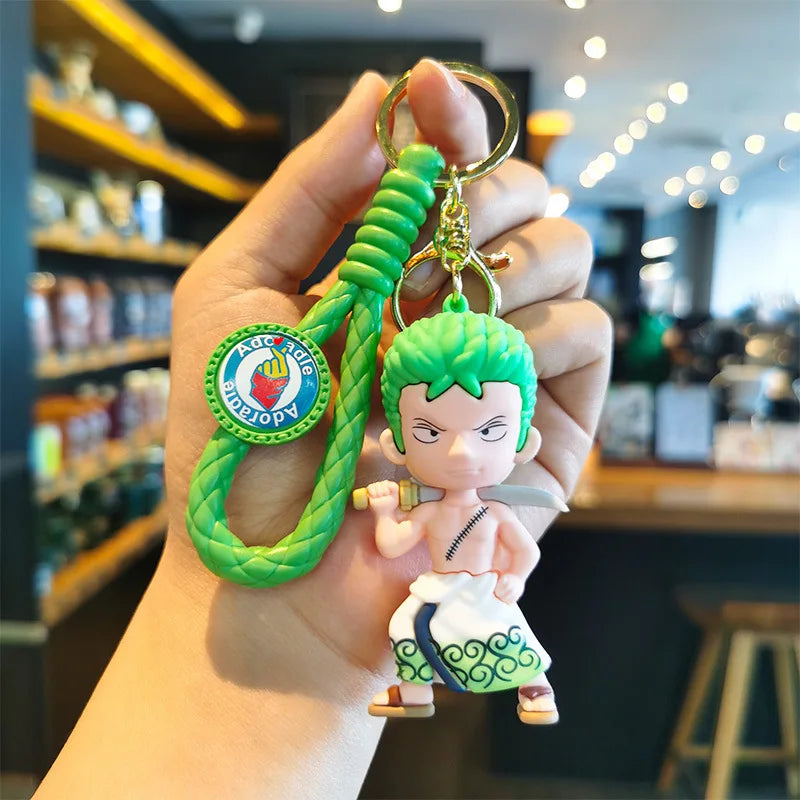 MINISO New Cool and Cute Cartoon Character Luffy Ace Keychain Couple Backpack Car Key Pendant Party Decoration Children's Gift