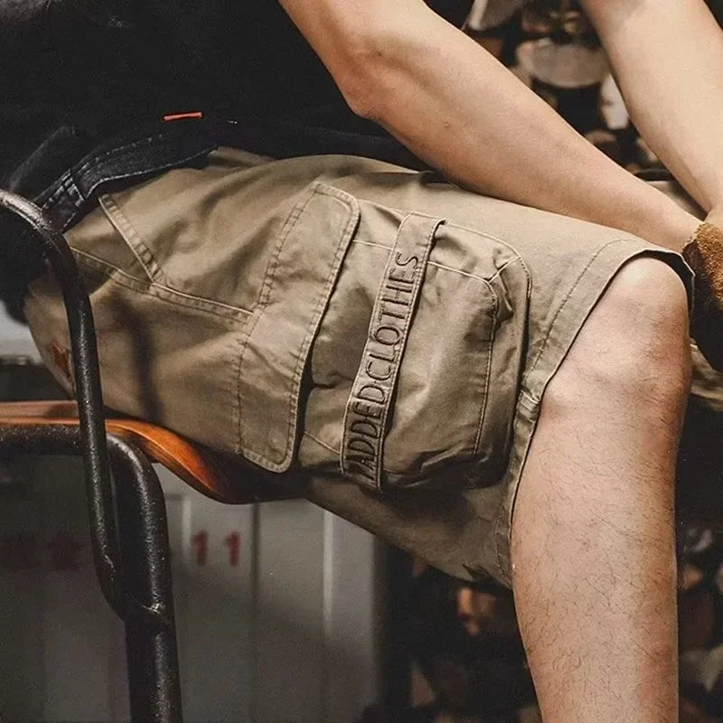 American Style Workwear Shorts Men's Summer New Multi-Pocket Solid Color Loose Trendy Sports Casual Five-Quarter Pants