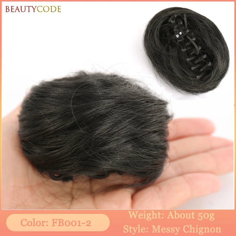 BEAUTYCODE Synthetic Clip-on Hair Bun Elastic Band Hair Messy Chignon Extension Scrunchie Hairpiece For Women and Kids