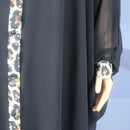 Manga comprida Chiffon Rhinestone Camisa Saia, cor sólida, Grupo Interno, 2023